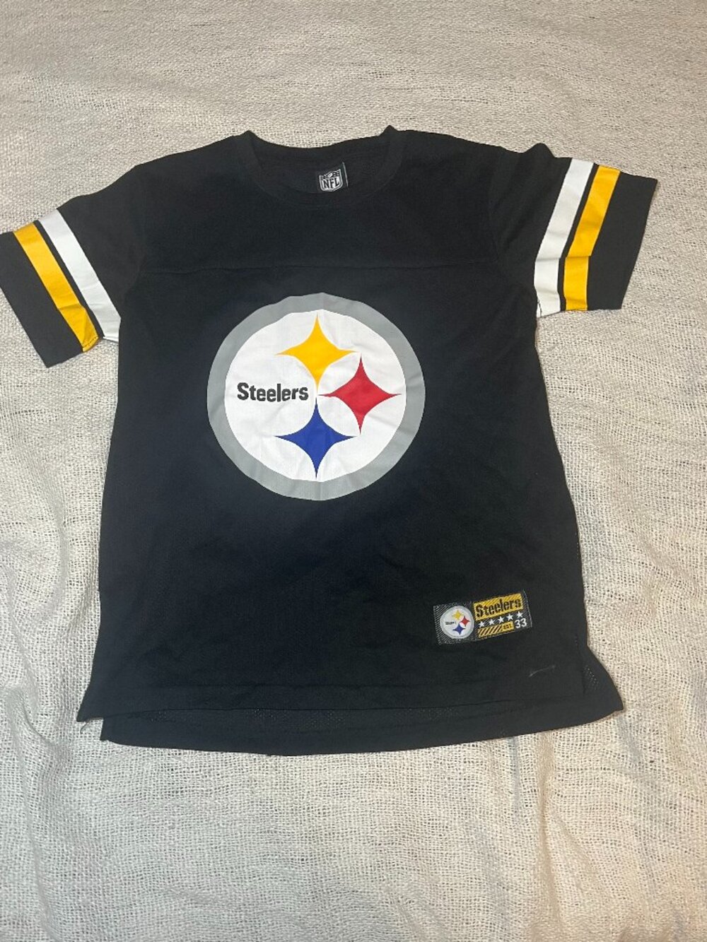 NFL Team Apparel Pittsburgh Steelers Youth Jersey Shirt – Black – Youth M (10/12